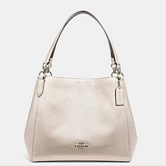 Coach Handbags - ✨️NWT✨️ Coach Metallic Pebbled Leather Hallie Hobo, Triple Compartment, 2019